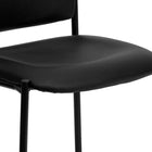 Flash Furniture Comfort Black Vinyl Stackable Steel Side Reception Chair-Contoured Cushions