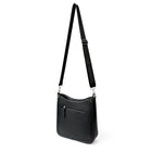 Nicci Medium Top Zip Crossbody Bag with Web Strap - Black-Front zipper pocket
