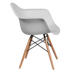 Flash Furniture Alonza Series Plastic Chair with Wooden Legs - White - 2 Pack-Curved Arms