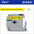 Brother Genuine MK631 Non-Laminated Tape for P-touch Label Makers - 12 mm wide x 8 m long - Black on Yellow-Perfect for everyday home, home office, school or hobby labelling applications