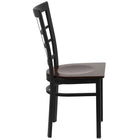 Flash Furniture HERCULES Series Black Window Back Metal Restaurant Chair - Walnut Wood Seat-Window Back Design
