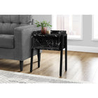 Monarch Specialties 3590 Accent Table - 23"H/Black Marble/Black Metal-Product dimensions: 23.25" H x 18.5" L x 11.75" W