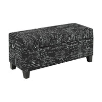 Cayman 2006-BK Storage Ottoman, Black Script Fabric-Contemporary scripted fabric