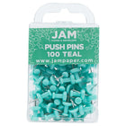 JAM Paper Push Pins, Teal Pushpins, 2 Packs of 100, 200 Total (22432067a)-Teal Blue Plastic with Metal Point