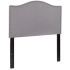 Flash Furniture Lexington Upholstered Twin Size Headboard with Accent Nail Trim - Light Grey Fabric-Panel Headboard with Arched Top