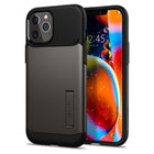 Spigen Slim Armor Case for iPhone 12 Pro Max - Gun Metal-Air Cushion Technology reduces the case thickness and improves protection.