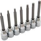 Dynamic Tools 1/2" Drive 7 Piece Long, Torx Socket Set, T20 - T50-Contains: T20, T25, T27, T30, T40, T45, T50