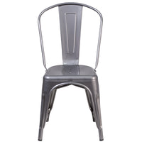 Flash Furniture Clear Coated Metal Indoor Stackable Chairs - 4 Pack-Set of 4 Stackable Bistro Style Chairs