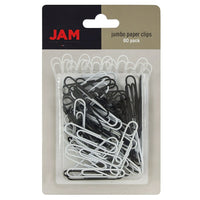 JAM Paper Coloured Jumbo Paper Clips, Black and White, 60 Pack (352333545)-Colour: Assorted Black & White
