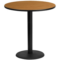 Flash Furniture 42'' Round Laminate Table Top, Natural with 24'' Round Bar-Height Table Base (XURD42NTTR24B)-Bar Height Hospitality Table