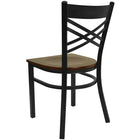 Flash Furniture HERCULES Series Black "X" Back Metal Restaurant Chair - Mahogany Wood Seat-Mahogany Finished Wood Seat