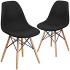 Flash Furniture Elon Series Genoa Black Fabric Chairs with Wooden Legs - 2 Pack-Genoa Black Fabric Upholstery
