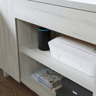 Sauder 60"W Porto Palma Desk - Haze Acacia-Drawer with metal runners and safety stops.