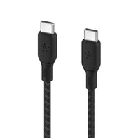 Belkin BoostCharge USB-C 100W Double Braided Cable - 6.6' - Black-This USB-C to USB-C cord is available in black or white and designed for lasting use, with a durable anodized aluminum cable head and double-braided nylon cable design that's been tested to survive over 25,000 bends and 10,000 plug-ins.