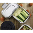 Minimal Stainless Steel Bento Box 1000 ml - Set of 2-Large ergonomic latches for easy handle