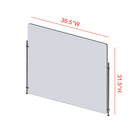 Mark Maker Rod Sneeze Guard - 35.5" W x 31.5" H panel 1/4" Clear Acrylic and 24" high aluminum rod set - no pass through-Made from 1/4” clear acrylic.