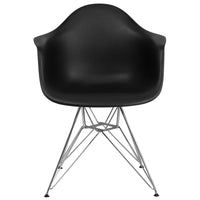 Flash Furniture Alonza Series Plastic Chairs with Chrome Base - Black - 2 Pack-Set of 2 Accent Side Chairs