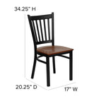 Flash Furniture HERCULES Series Black Vertical Back Metal Restaurant Chair - Cherry Wood Seat-18 Gauge Steel Frame