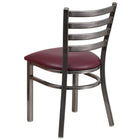 Flash Furniture HERCULES Series Clear Coated Ladder Back Metal Restaurant Chair - Burgundy Vinyl Seat - 2 Pack-2.5" Thick 1.4 Density Foam Padded Seat