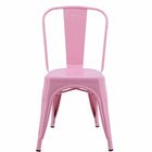 Plata Import Tolix Armless Metal Chairs - Pink - 2 Pack-Weight Capacity: 250 lbs