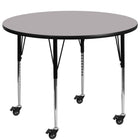 Flash Furniture Mobile 60" Round Grey Thermal Laminate Activity Table - Standard Height Adjustable Legs-Popular Round Activity Table