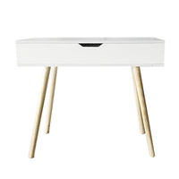 Danawares Modern Desk with Storage - White-Desk made of melamine veneer, with melamine coated technology. Legs made of natural pine