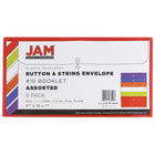 JAM Paper #10 Plastic Envelopes with Button and String Tie Closure, 5.25 x 10, Assorted Colours, 3 sets of 6 (921B1assrtdg)-Size: #10 (5 x 10 inches)