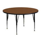 Flash Furniture 48'' Round Activity Table with 1.25'' High Pressure Top and Height Adjustable Pre-School Legs, Oak-Oak Laminate