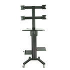 TygerClaw Mobile Display Stand with PC Holder, 42.9" x 19.7" x 69.3", Black-PC Mobile Cart with 4 Monitors