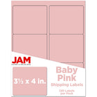 JAM Paper Laser/Inkjet Address Label - 3-1/3" x 4" - Baby Pink - 120 Pack-English only packaging