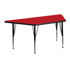Flash Furniture 24''W x 48''L Trapezoid Activity Table with 1.25'' High Pressure Top and Height Adjustable Pre-School Legs, Red-Red Laminate