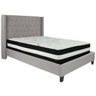 Flash Furniture Riverdale Full Size Tufted Upholstered Platform Bed with Pocket Spring Mattress - Light Grey Fabric-Bed