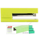 JAM Paper Office & Desk Sets, Stapler Pack of Staples, Lime Green and Green (3375GRGR)-Colour: Green Stapler & a Pack of Green Staples