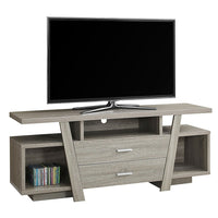 Monarch Specialties 2721 Tv Stand - 60"L/Dark Taupe With 2 Storage Drawers-Screen size capacity: up to 60" screen