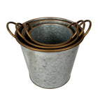 Truu Design Farmhouse Modern Collection, Buckets, Set of 3, 10 x 9.5 inches, Industrial Silver-Material: durable galvanized metal, rust-resistant