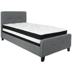 Flash Furniture Tribeca Twin Size Tufted Upholstered Platform Bed with Pocket Spring Mattress - Dark Grey Fabric-Bed