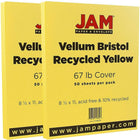 JAM Paper Vellum Bristol Cardstock, 8.5 x 11, 67lb Yellow, 2 packs of 50 (169838g)-Yellow