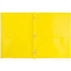 JAM Paper Plastic POP 2-Pocket Clasp School Folders with Prong Clip Fasteners, Yellow, 12 Pack-Blue