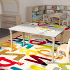 Flash Furniture Bright Beginnings 23.5" x 47" Commercial Wooden Rectangle Adjustable Height Classroom Activity Table-Beech/White-Assembles in 35 Minutes or Less