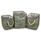 Truu Design Rectangular Storage Baskets, Set of 6, 15.5 x 14 x 12 inches, Green-Made of paper straw and polyester