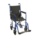 Drive Medical Lightweight Transport Wheelchair, Blue, 19" Seat-Blue, Aluminum