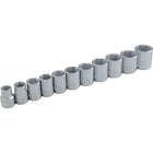 Gray Tools 11 Piece 3/8" Drive 6 Point Metric, Standard Chrome Socket Set, 9mm-19mm-Contains Sizes: 9, 10 , 11, 12, 13, 14, 15, 16, 17, 18, 19mm.