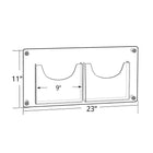 Azar Two-Pocket Letter Wall Mount Brochure Holder (105586)-Clear Acrylic