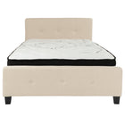 Flash Furniture Tribeca Full Size Tufted Upholstered Platform Bed in Beige Fabric with Pocket Spring Mattress-Full Platform Bed and Mattress Set
