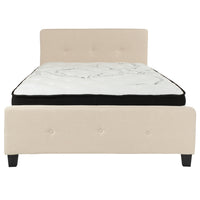Flash Furniture Tribeca Full Size Tufted Upholstered Platform Bed in Beige Fabric with Pocket Spring Mattress-Full Platform Bed and Mattress Set