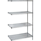 Kleton Heavy-Duty Chromate Wire Shelving, Add-On Kit, 5 Tiers, 48" W x 74" H x 18" D-Depth: 18"