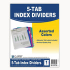 C-Line Heavyweight Poly Binder Index Dividers, 5-Tab Set, Assorted Colors, 11 x 8-1/2, 60 Pack-Made from durable, archival quality polypropylene