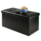 Winsome Ashford 15" x 29.9" Ottoman with Storage, Faux-Leather, Black (20627)-Rated for up to 200 lb