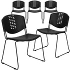 Flash Furniture HERCULES Series Plastic Stack Chair with Black Frame - Black-400 lb. Weight Capacity