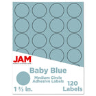 JAM Paper Circle Round Label Sticker Seals - 1-2/3" Diameter - Baby Blue - 120 Pack -English only packaging